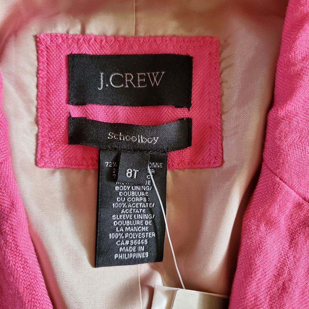 J. Crew Schoolboy Herringbone Pink Blazer Size 8 Tall NWT - Picture 9 of 16
